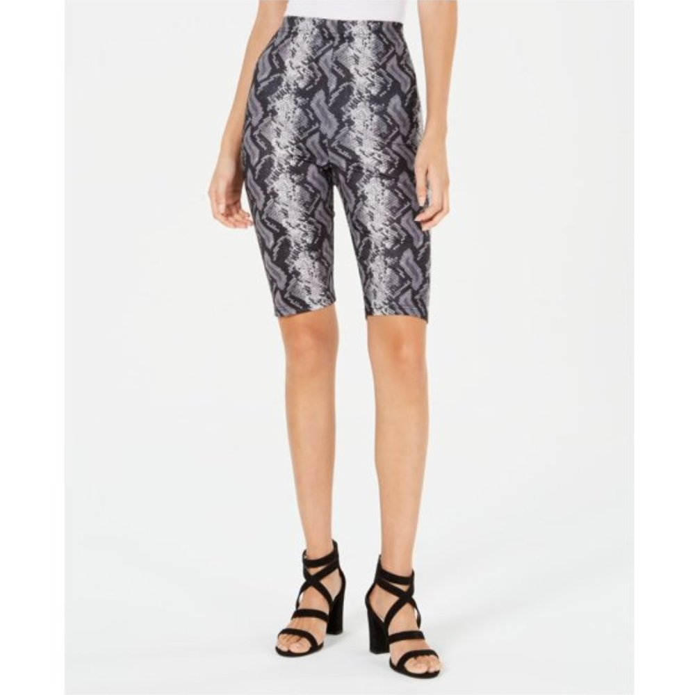 Waisted  Black Snake Print Shorts